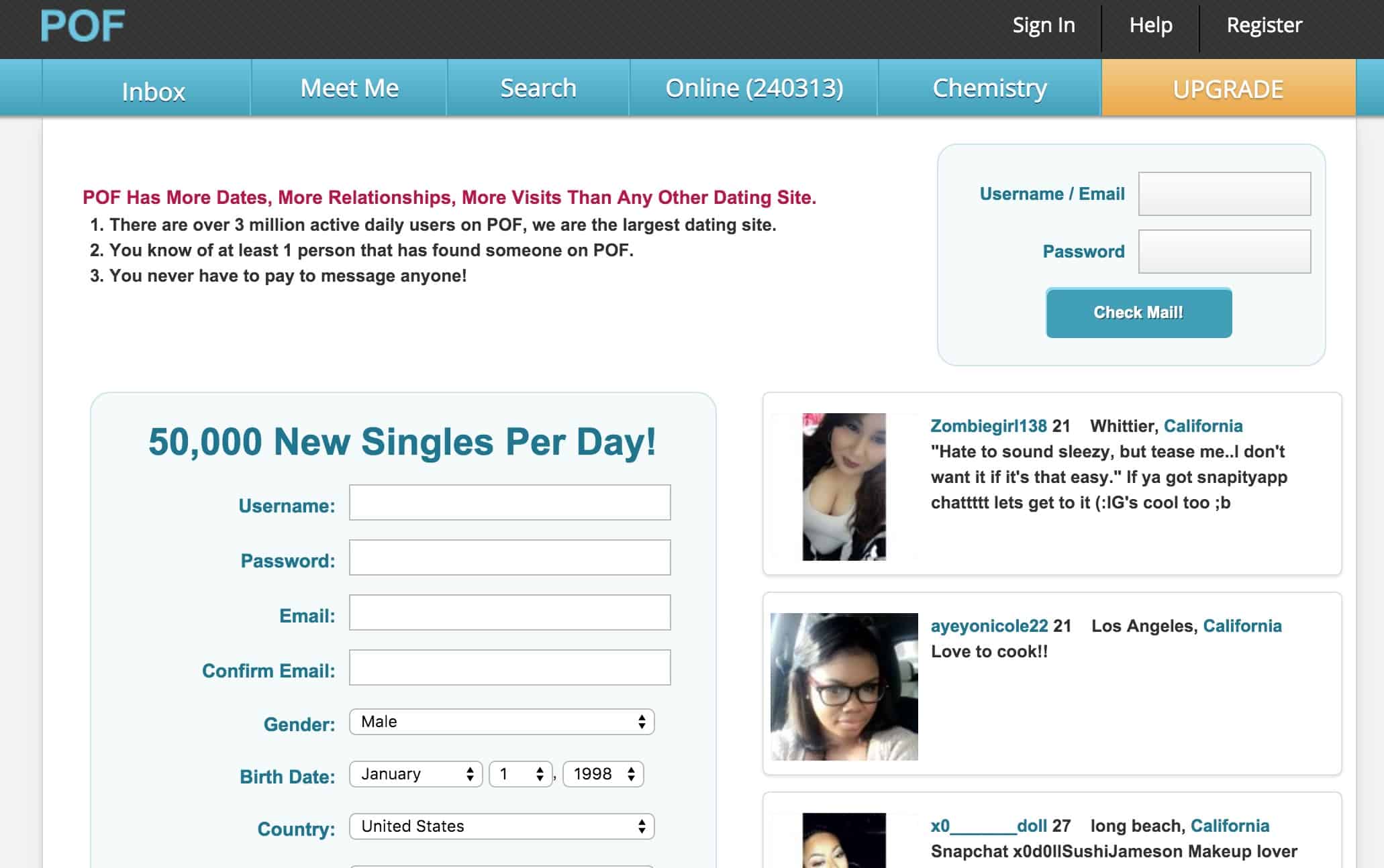 Pof dating site issue